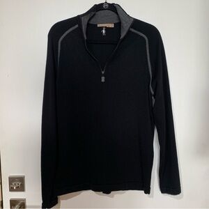 SMARTWOOL Men's Medium Black and Gray Long Sleeve 1/4 Zip Sweater